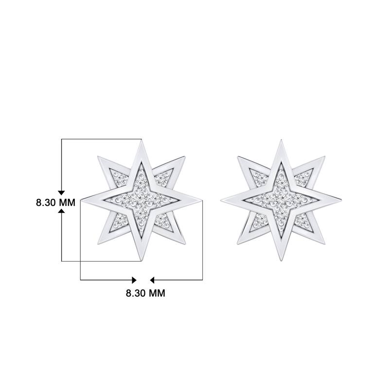 Auriya Star Shaped Accent Diamond Stud Fashion Earrings 14k Gold