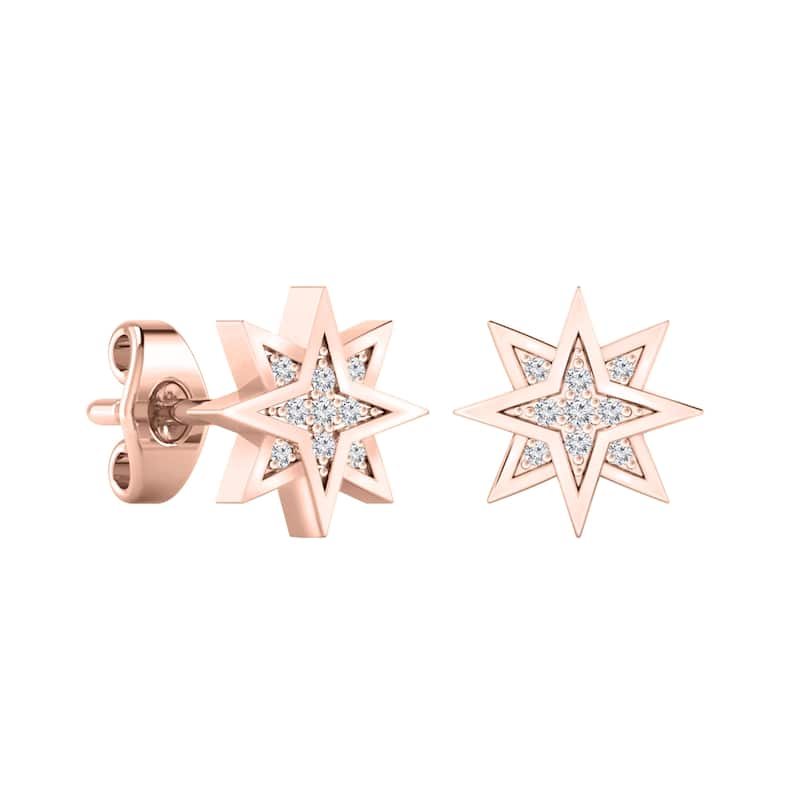 Auriya Star Shaped Accent Diamond Stud Fashion Earrings 14k Gold - Rose