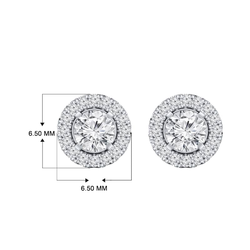Auriya 1/2ctw Micro Pave Halo Diamond Stud Earrings 14K Gold