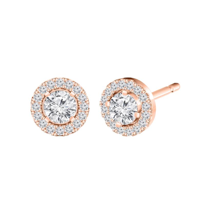 Auriya 1/2ctw Micro Pave Halo Diamond Stud Earrings 14K Gold