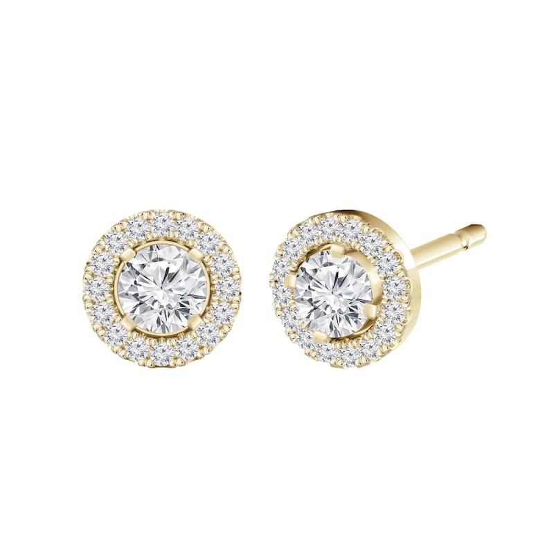Auriya 1/2ctw Micro Pave Halo Diamond Stud Earrings 14K Gold - Yellow