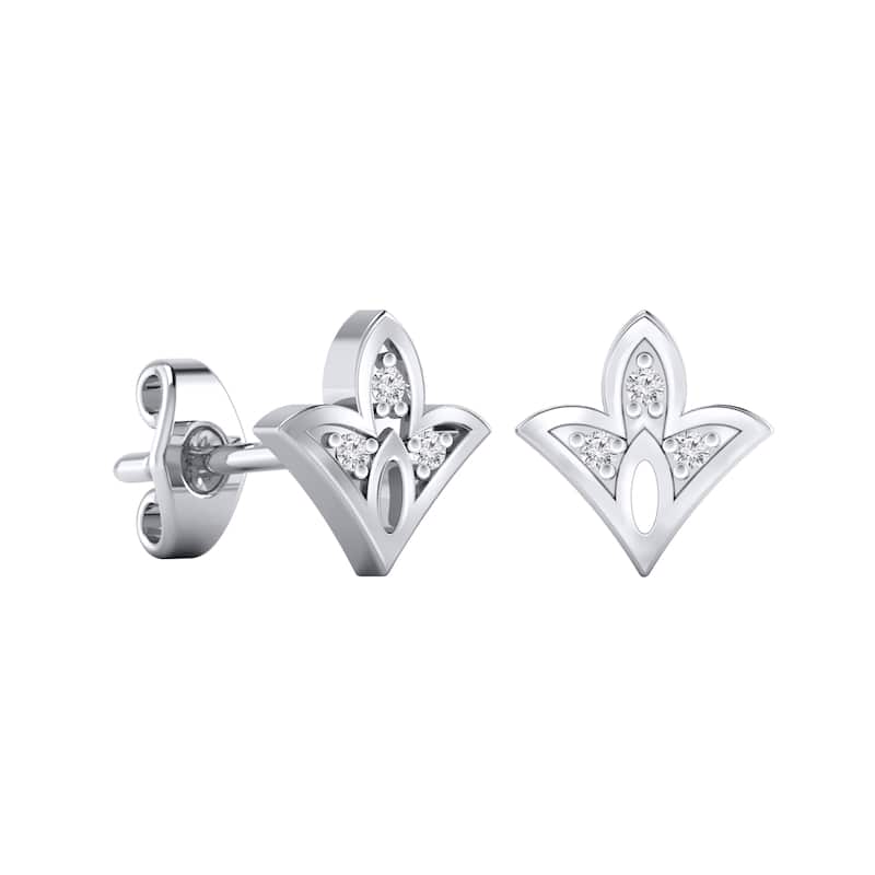 Auriya 0.04ctw Floret Micro-Pave Accent Diamond Stud Fashion Earrings 14k Gold - White