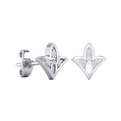 Auriya 0.04ctw Floret Micro-Pave Accent Diamond Stud Fashion Earrings 14k Gold
