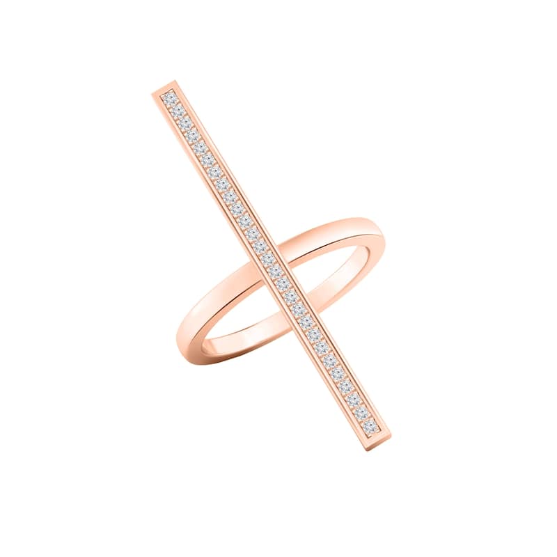 Auriya 0.15ctw Vertical Diamond Bar Ring 14K Gold