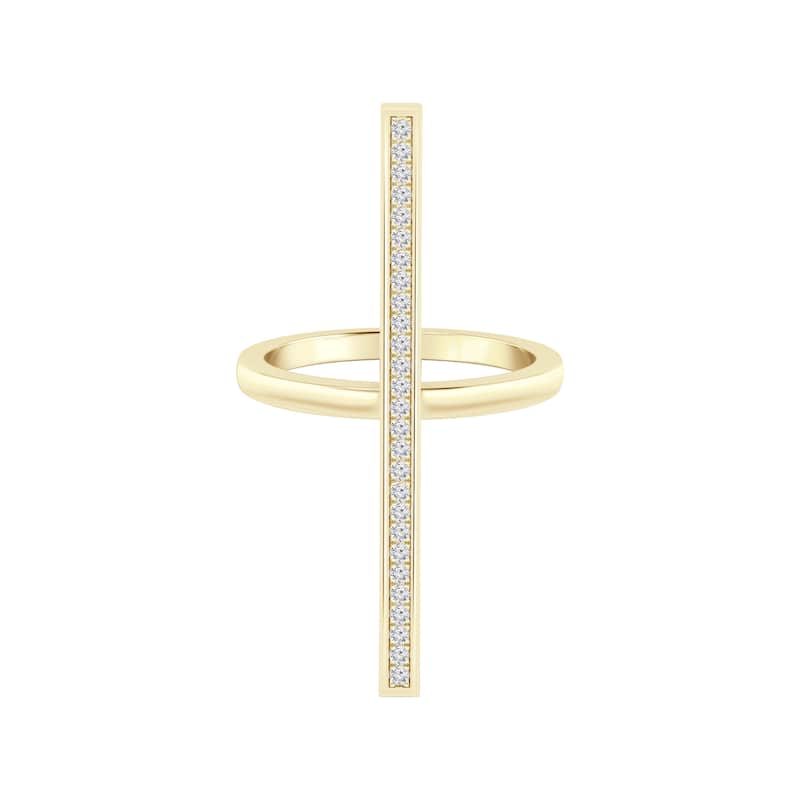 Auriya 0.15ctw Vertical Diamond Bar Ring 14K Gold - Yellow - 6.5