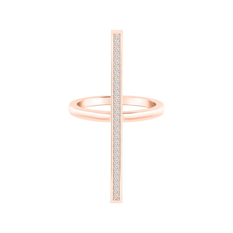 Auriya 0.15ctw Vertical Diamond Bar Ring 14K Gold - Rose - 6.5