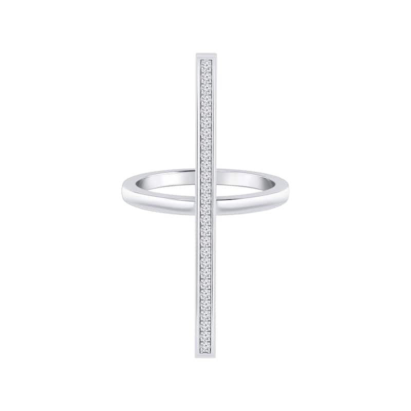 Auriya 0.15ctw Vertical Diamond Bar Ring 14K Gold - White - 7.5