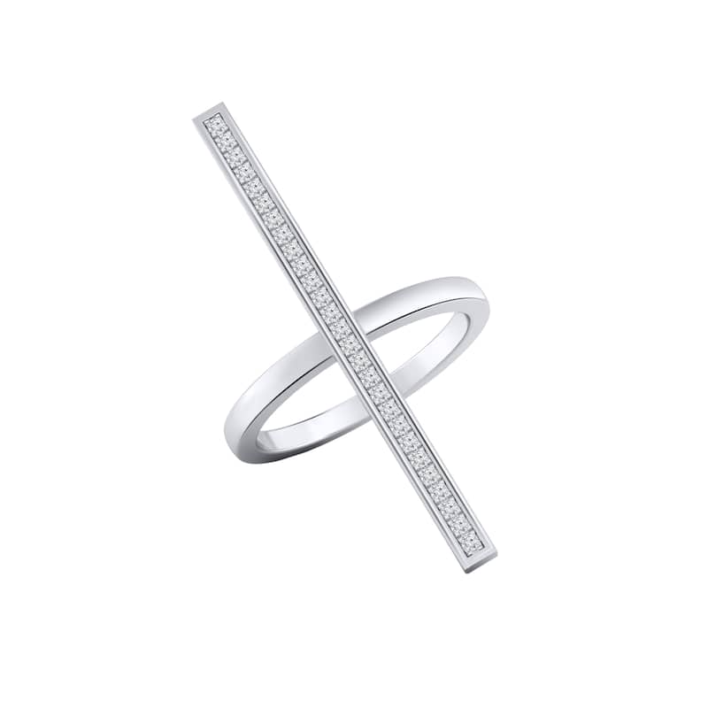 Auriya 0.15ctw Vertical Diamond Bar Ring 14K Gold