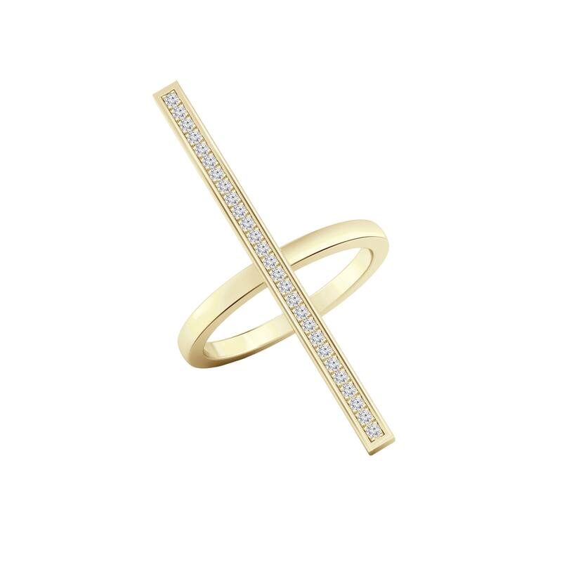 Auriya 0.15ctw Vertical Diamond Bar Ring 14K Gold