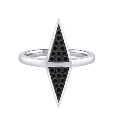 Auriya 0.14ctw Vertical Double Triangle Black Diamond Ring 14K Gold