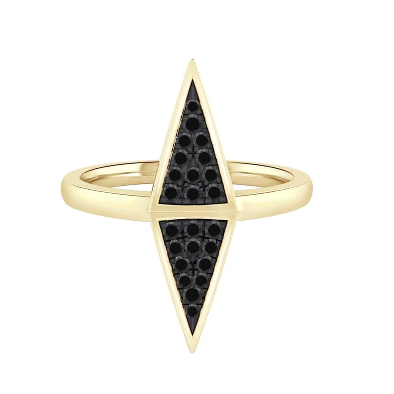 Auriya 0.14ctw Vertical Double Triangle Black Diamond Ring 14K Gold