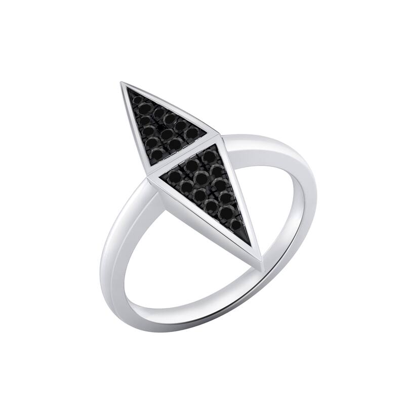 Auriya 0.14ctw Vertical Double Triangle Black Diamond Ring 14K Gold