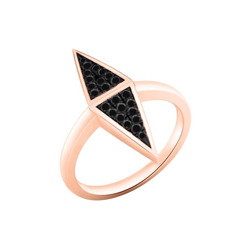 Auriya 0.14ctw Vertical Double Triangle Black Diamond Ring 14K Gold