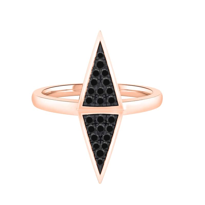 Auriya 0.14ctw Vertical Double Triangle Black Diamond Ring 14K Gold