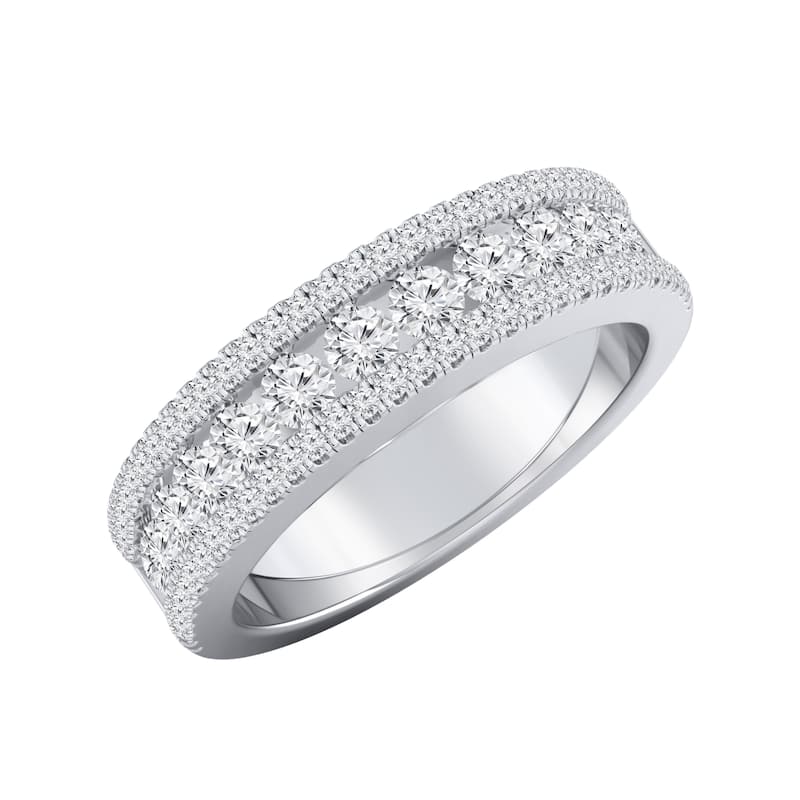 Auriya 4/5ctw Beveled Pave Diamond Ring 14K Gold