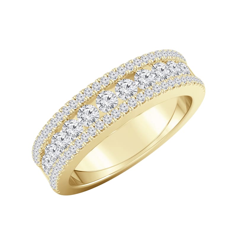 Auriya 4/5ctw Beveled Pave Diamond Ring 14K Gold