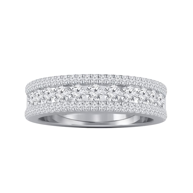 Auriya 4/5ctw Beveled Pave Diamond Ring 14K Gold
