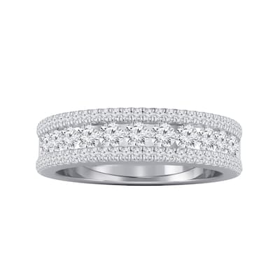 Auriya 4/5ctw Beveled Pave Diamond Ring 14K Gold