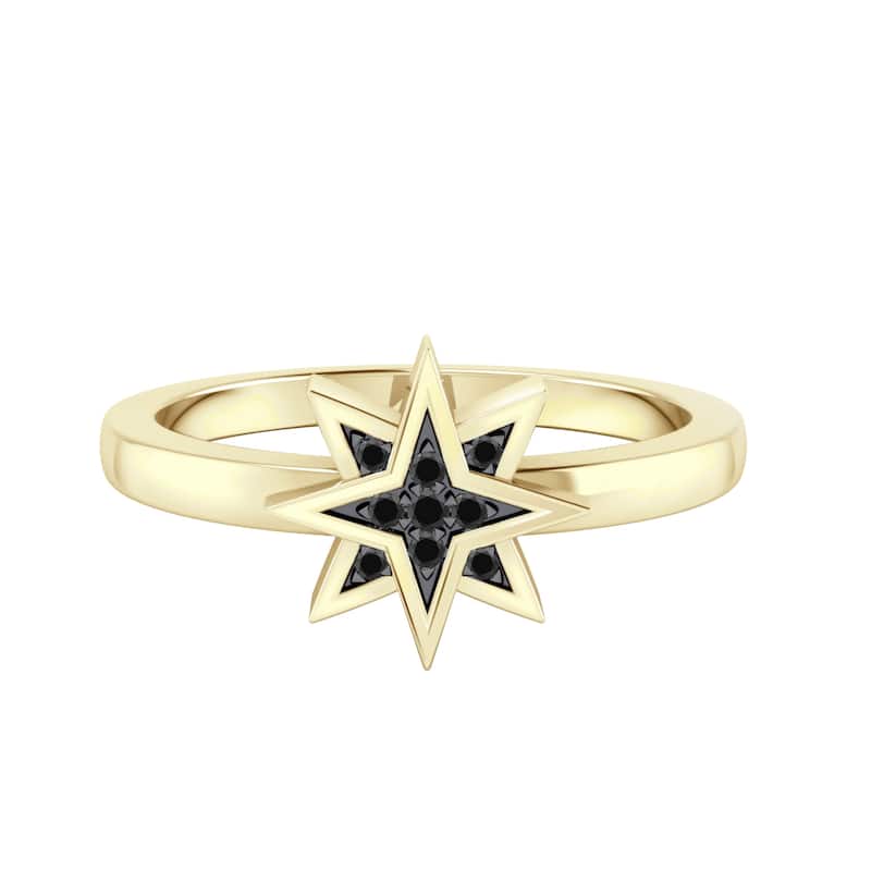 Auriya 0.03ctw Cosmic Micro-pave Accent Black Diamond Star Ring 14K Gold