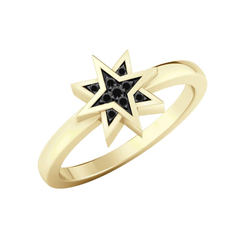 Auriya 0.03ctw Cosmic Micro-pave Accent Black Diamond Star Ring 14K Gold