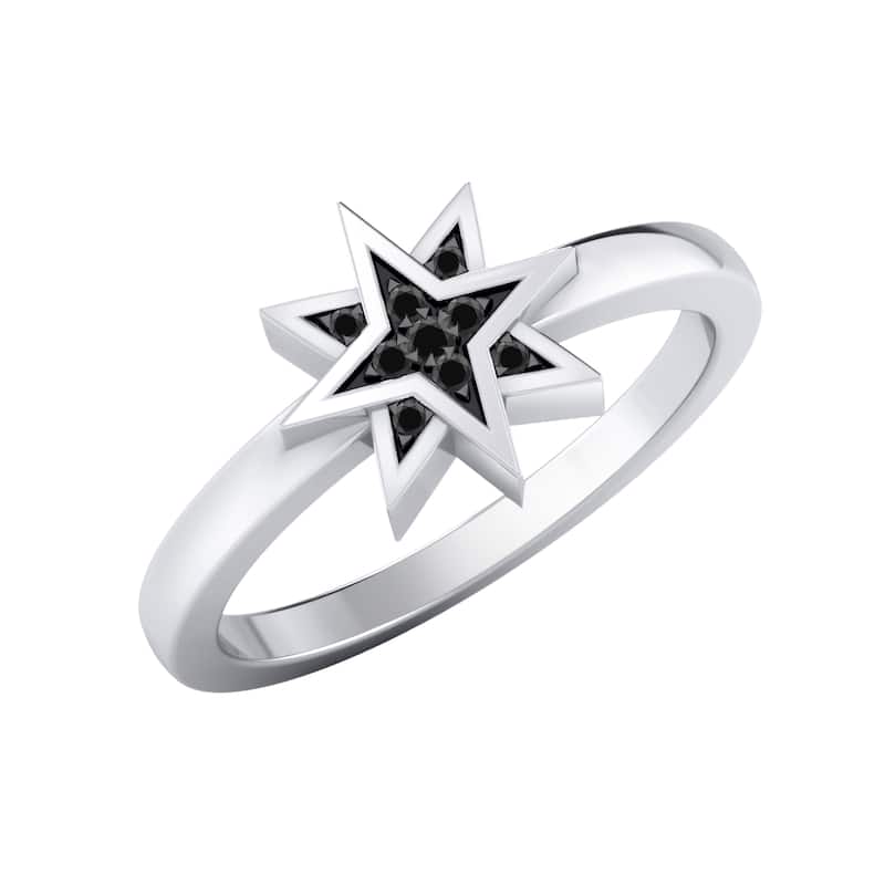 Auriya 0.03ctw Cosmic Micro-pave Accent Black Diamond Star Ring 14K Gold