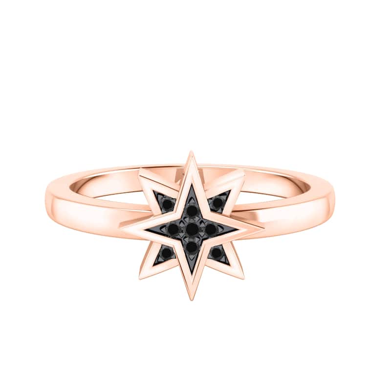 Auriya 0.03ctw Cosmic Micro-pave Accent Black Diamond Star Ring 14K Gold