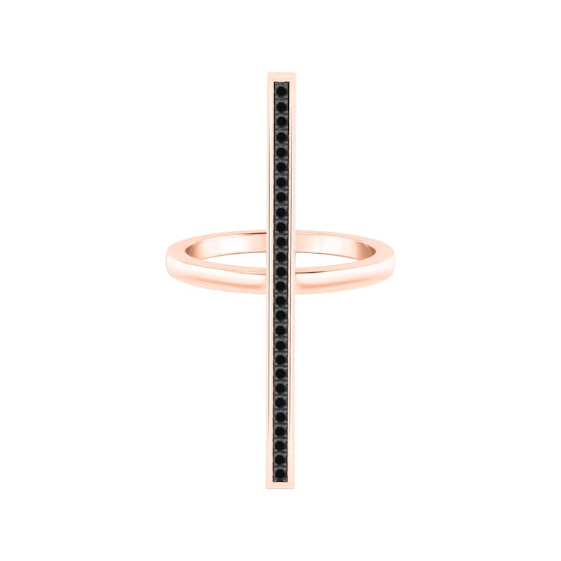 Auriya 0.15ctw Vertical Black Diamond Bar Ring 14K Gold