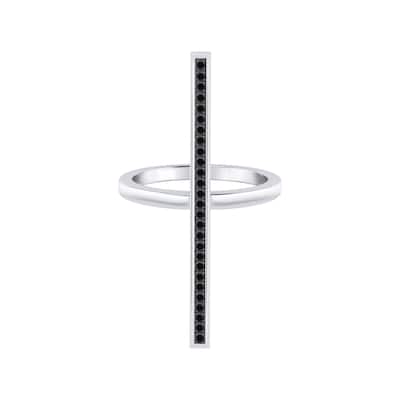 Auriya 0.15ctw Vertical Black Diamond Bar Ring 14K Gold