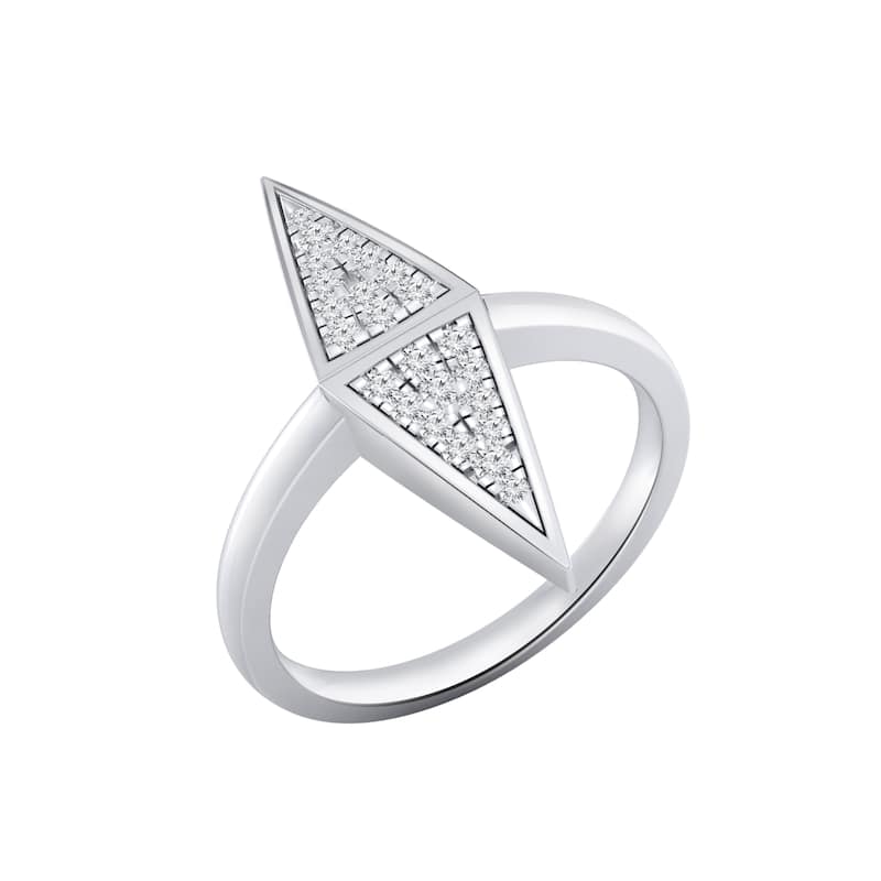 Auriya 0.14ctw Vertical Double Triangle Diamond Ring 14K Gold