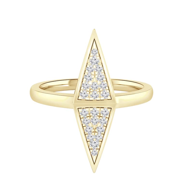 Auriya 0.14ctw Vertical Double Triangle Diamond Ring 14K Gold - Yellow - 9.5