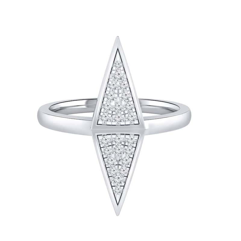 Auriya 0.14ctw Vertical Double Triangle Diamond Ring 14K Gold - White - 4.5
