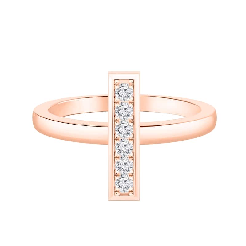 Auriya 0.10ctw Petite Vertical Diamond Bar Ring 14K Gold