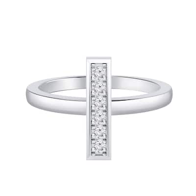 Auriya 0.10ctw Petite Vertical Diamond Bar Ring 14K Gold