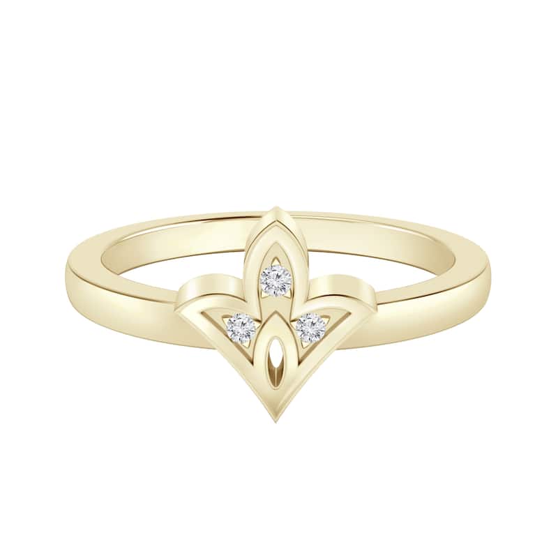 Auriya 0.03ctw Floret Style Accent Diamond Ring 14K Gold - Yellow - 8.5