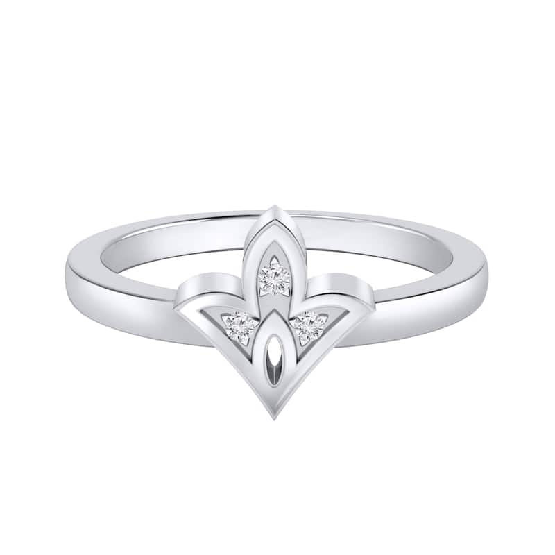 Auriya 0.03ctw Floret Style Accent Diamond Ring 14K Gold - White - 4
