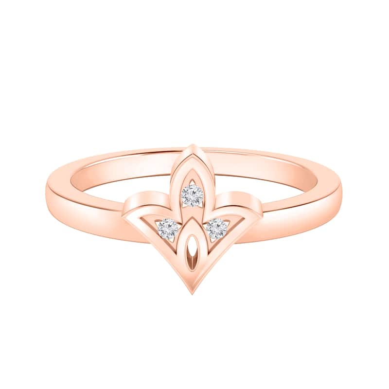 Auriya 0.03ctw Floret Style Accent Diamond Ring 14K Gold - Rose - 10