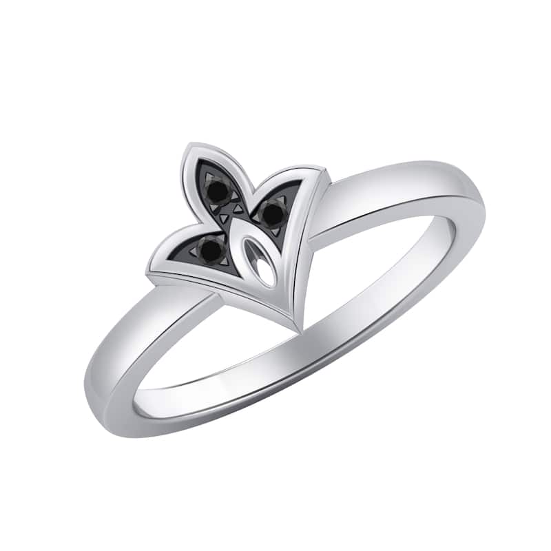 Auriya 0.03ctw Floret Style Accent Black Diamond Ring 14K Gold