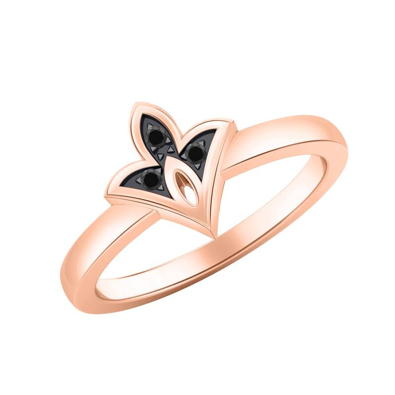 Auriya 0.03ctw Floret Style Accent Black Diamond Ring 14K Gold