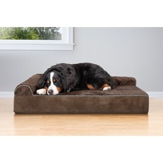 furhaven quilted faux fur & velvet goliath chaise dog bed