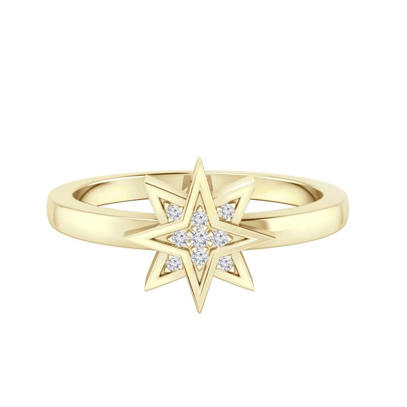 Auriya 0.03ctw Cosmic Micro-Pave Accent Diamond Star Ring 14K Gold - Yellow - 4
