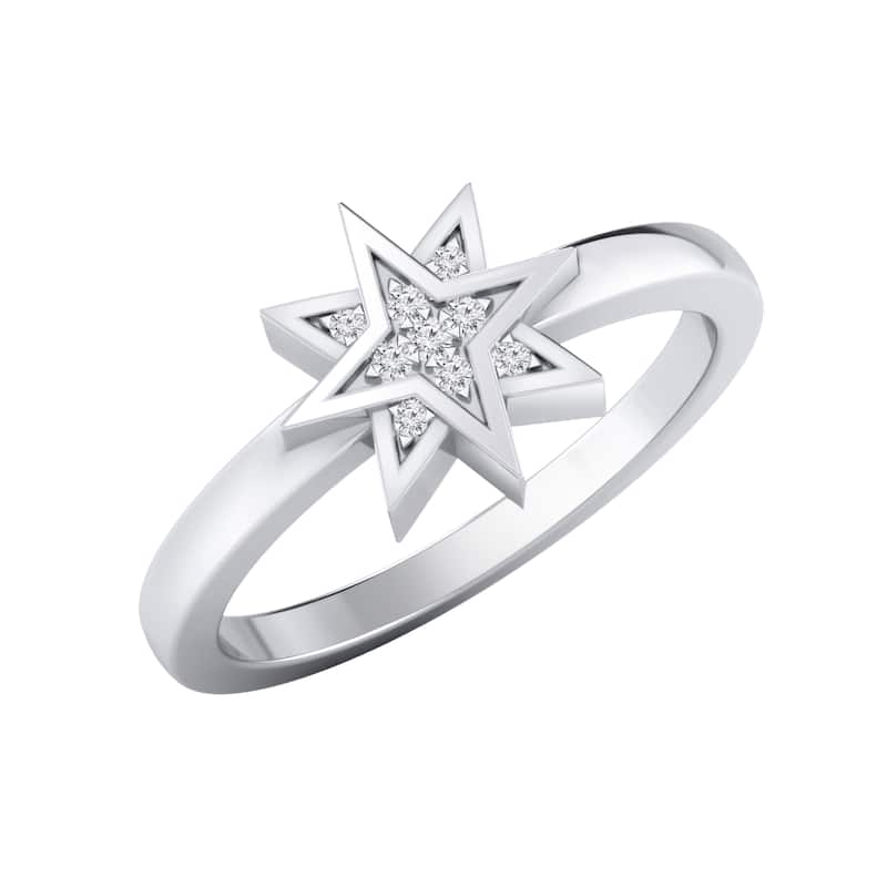 Auriya 0.03ctw Cosmic Micro-Pave Accent Diamond Star Ring 14K Gold