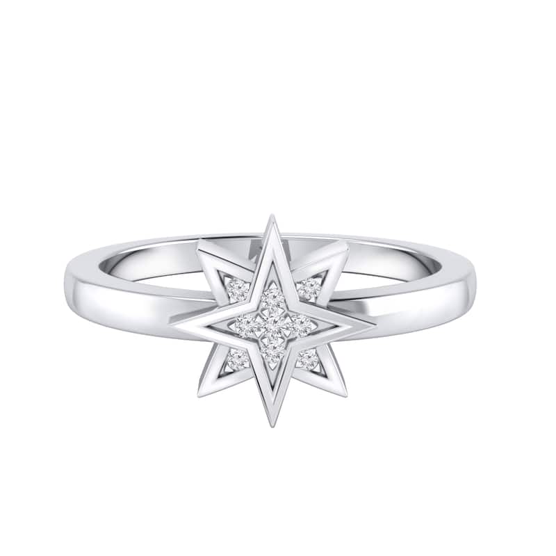 Auriya 0.03ctw Cosmic Micro-Pave Accent Diamond Star Ring 14K Gold - White - 9.5