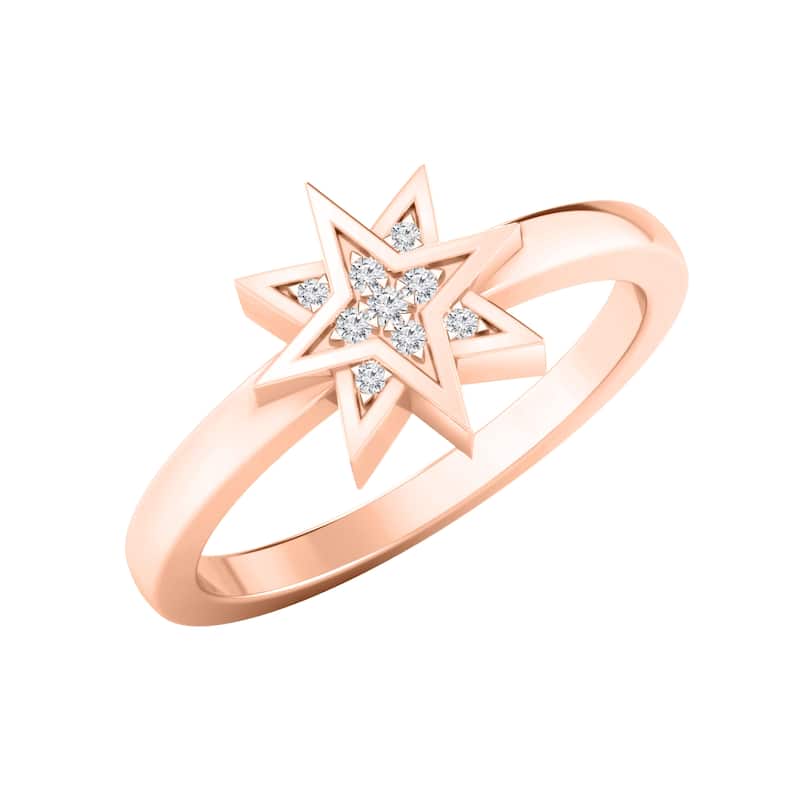 Auriya 0.03ctw Cosmic Micro-Pave Accent Diamond Star Ring 14K Gold