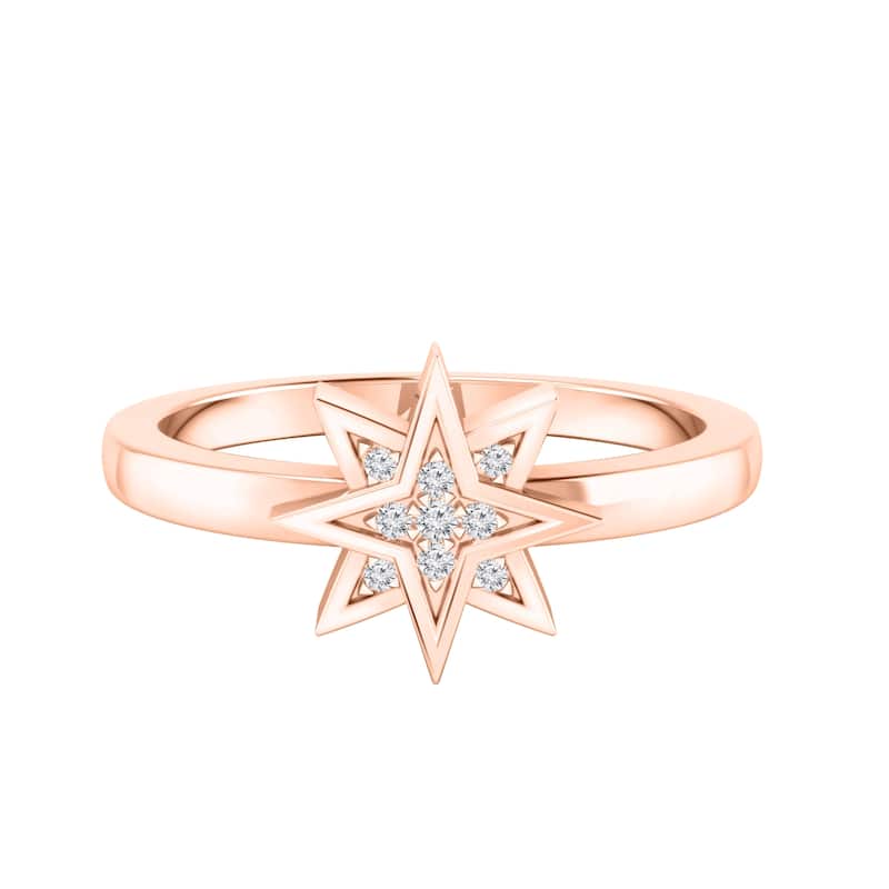 Auriya 0.03ctw Cosmic Micro-Pave Accent Diamond Star Ring 14K Gold - Rose - 8.5