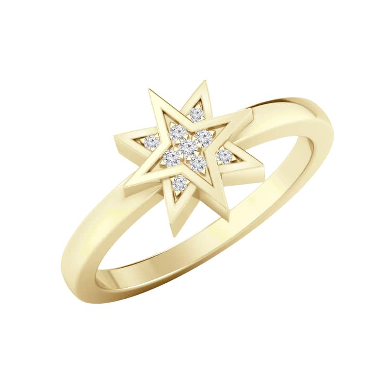Auriya 0.03ctw Cosmic Micro-Pave Accent Diamond Star Ring 14K Gold