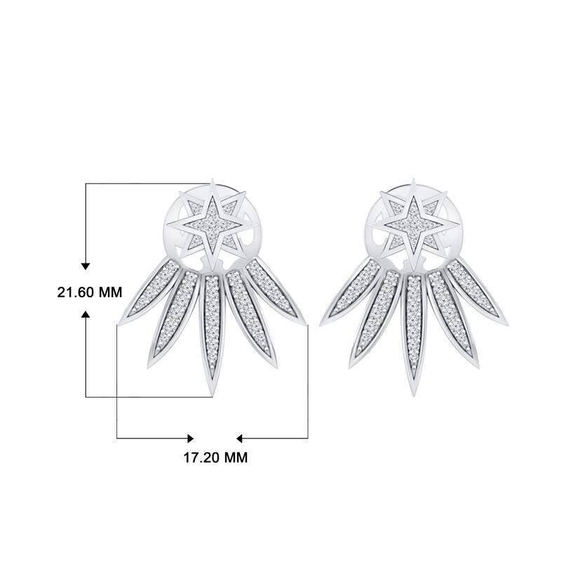 Auriya 1/3ctw Star Burst Diamond Stud Fashion Earrings with Two-Way Jackets 14K Gold