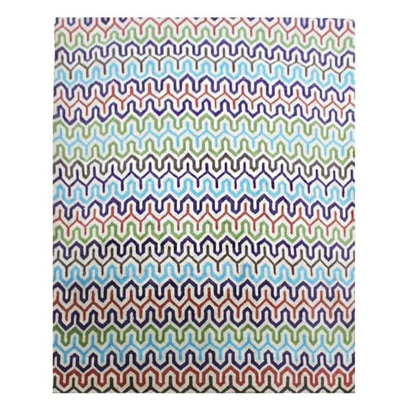 Huge Handmade Multi Color Geometric Wool Area Rug - 10' x 14'