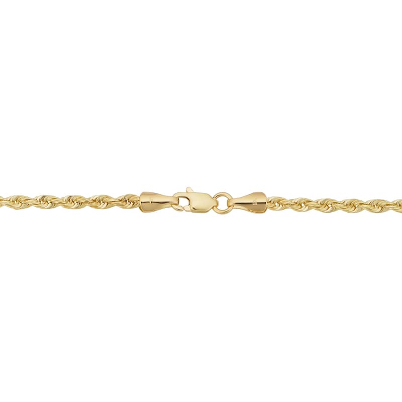 14k Yellow Gold 2.7 millimeter Rope Chain Necklace For Men and Women (16 - 30 inches)