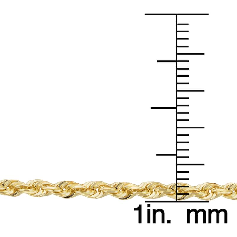 14k Yellow Gold 2.7 millimeter Rope Chain Necklace For Men and Women (16 - 30 inches)