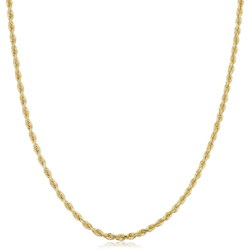 14k Yellow Gold 2.7 millimeter Rope Chain Necklace For Men and Women (16 - 30 inches)